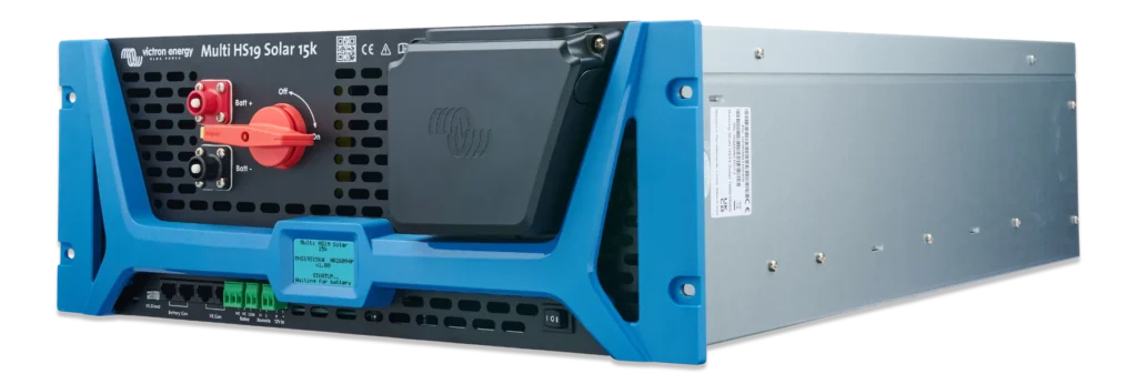 Victron Multi HS19 Solar 15k inversor cargador con formato rack de 19 pulgadas vista lateral izquierda